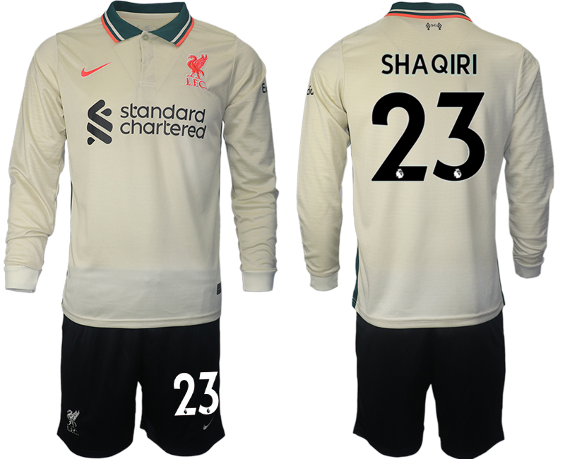 Men 2021-2022 Club Liverpool away cream Long Sleeve #23 Soccer Jersey->paris st german jersey->Soccer Club Jersey
